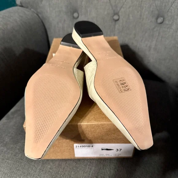 Anthropologie Cream Textured Slingback Heels - Picture 3 of 5